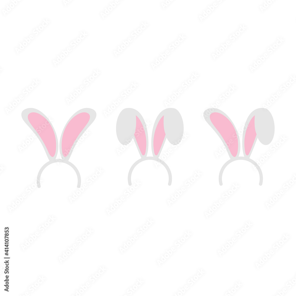 Easter bunny ears mask vector illustration. Rabbit ear spring hat set. Easter Day