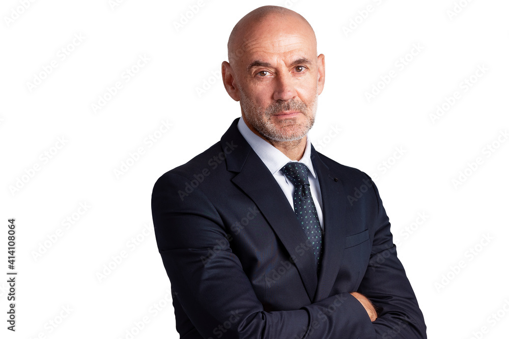 Senior businessman portrait while standing at isolated background Senior businessman portrait while standing at isolated background