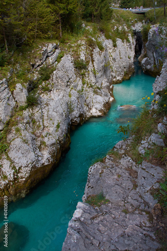 Velika Korita oder große Schlucht von Soca-Fluss, Bovec, Slowenien. Julianische Alpen 