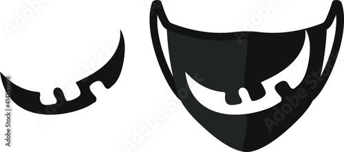 print for a protective medical mask in the form of a funny toothless grin