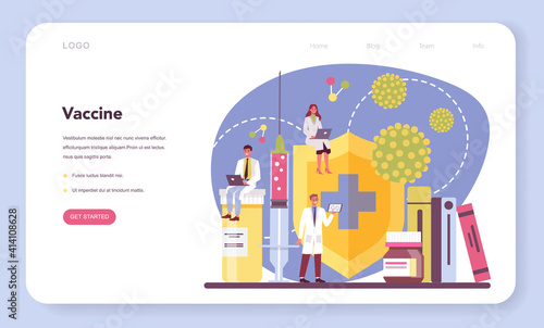 Virologist web banner or landing page. Scientist studies viruses