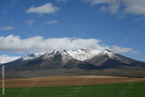 雪山と畑