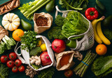 Shopping or delivery of fresh and healthy vegetarian food concept