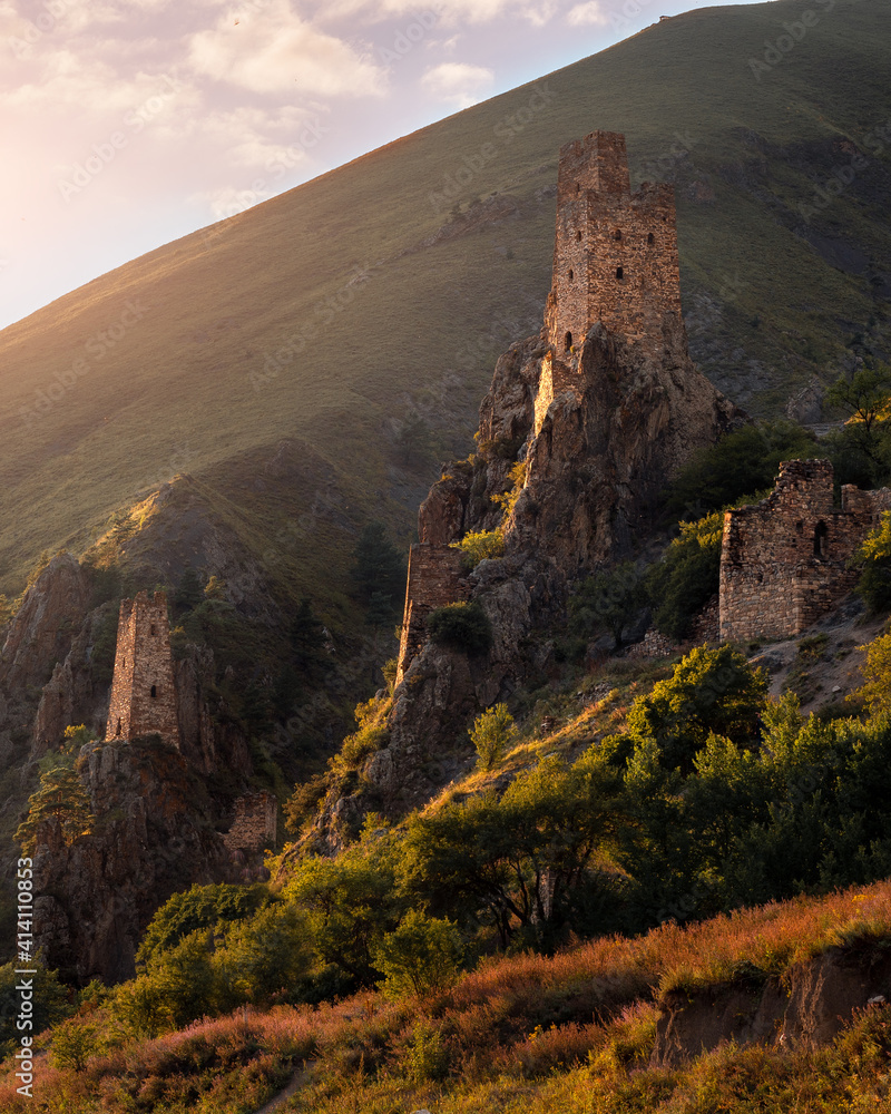 Fototapeta premium ruins of an old castle in ingushetia