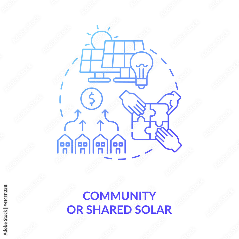 Solar-electric system concept icon. Providing financial benefit idea thin line illustration. Accessibility and integration. Vector isolated outline RGB color drawing