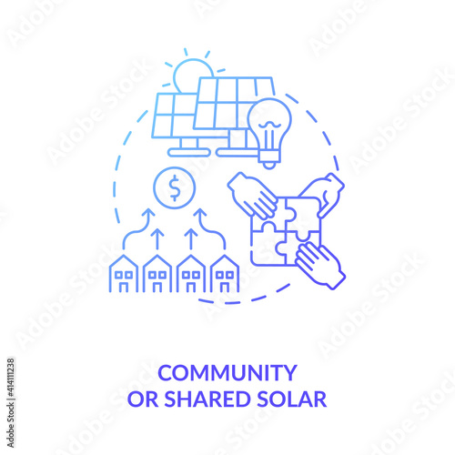 Solar-electric system concept icon. Providing financial benefit idea thin line illustration. Accessibility and integration. Vector isolated outline RGB color drawing