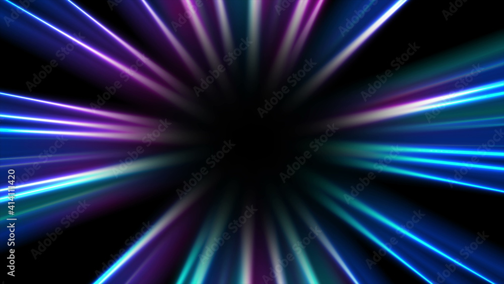 Blue purple glowing abstract smooth neon rays background