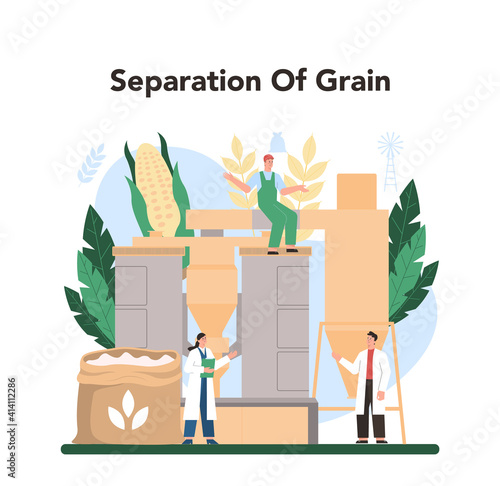 Flour melling industry. Modern grain processing industrial factory