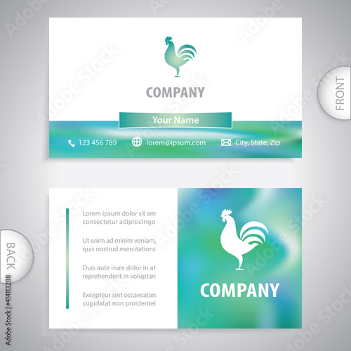 Business card template. Hen symbol. Concept for poultry farmers.
