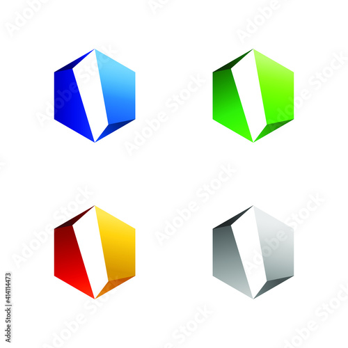 Set of colorful modern icon design logo elements. Geometric