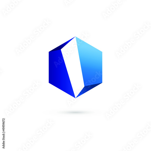 Blue  icon design logo element. Best for identity and logotypes. 3D