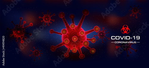 CORONAVIRUS COVID-19 Image Scattering Transparent Virus cause Infection, Epidemics and Pandemic, China pathogen, Wuhan Virus, Deadly Disease, Severe Pneumonia,  Dangerous Virus, Blue Black Background