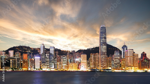 Photography Hong Kong at sunset, China skyline
