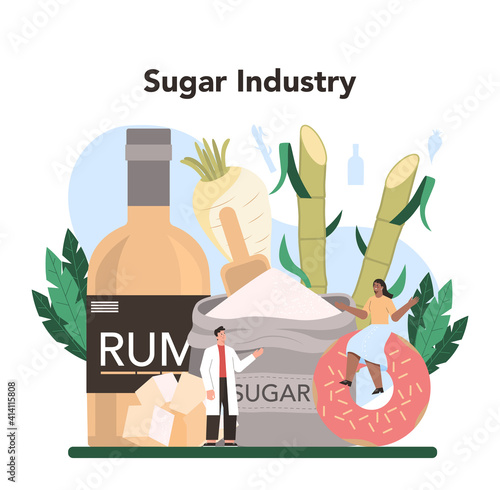 Sugar production industry. Saccharose and fructose extracted