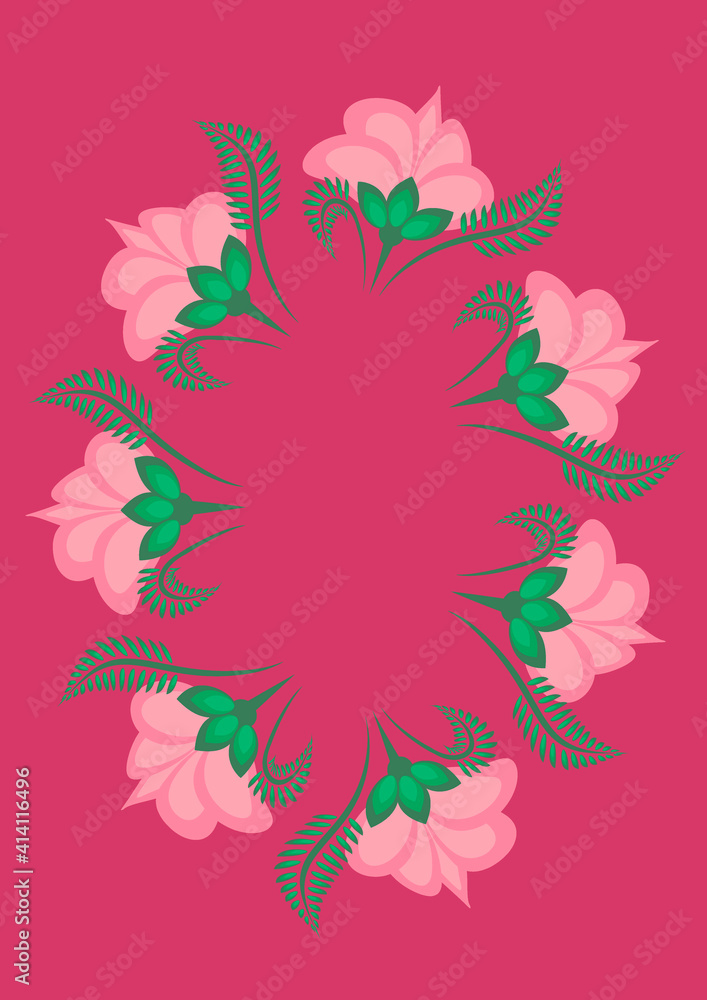 Cover for a book or notepad, postcard - stylized flowers and plants. Frame. Cover for a book or notepad, postcard - stylized flowers and plants. Frame.