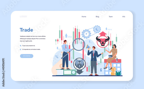 Trader, financial investment web banner or landing page. Stock