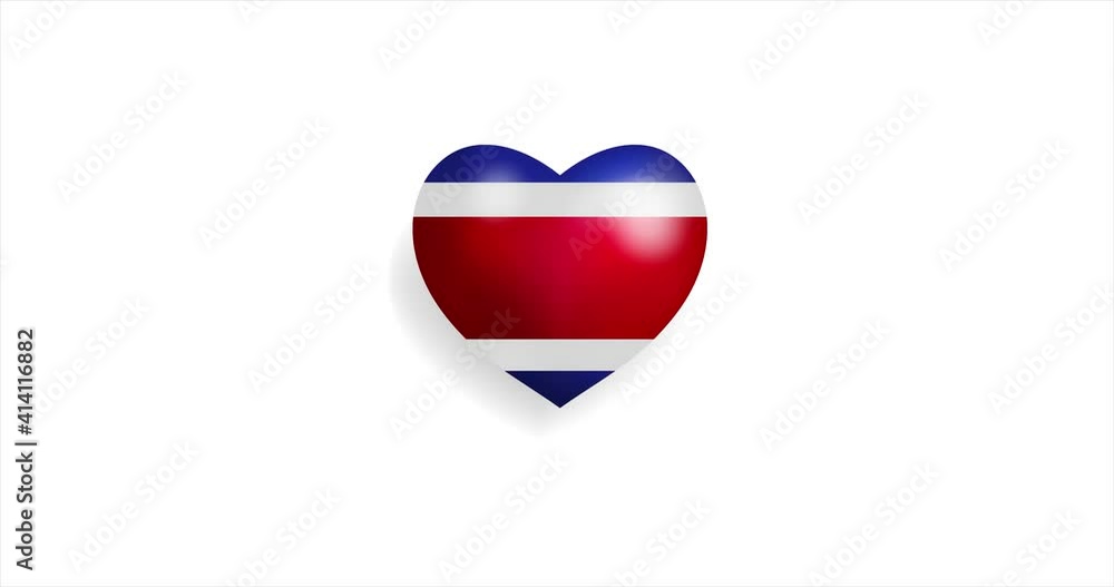 Heart beating with Costa Rica flag. 3D Seamless Animation. Loopable animation of rendered heart on white background. For mailing, greeting card, web site, shop… Heart beating with Costa Rica flag. 3D Seamless Animation. Loopable animation of rendered heart on white background. For mailing, greeting card, web site, shop…