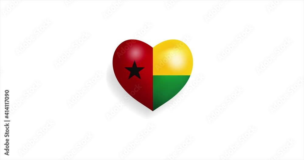 Heart beating with Guinea Bissau flag. 3D Seamless Animation. Loopable animation of rendered heart on white background. For mailing, greeting card, web site, shop… Heart beating with Guinea Bissau flag. 3D Seamless Animation. Loopable animation of rendered heart on white background. For mailing, greeting card, web site, shop…