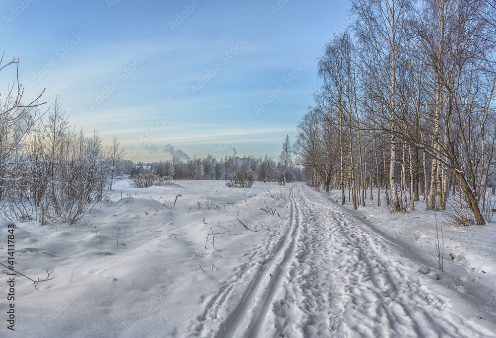 Winter landscape with frost and snow. Winter landscape with frost and snow.