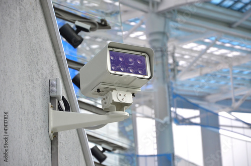 Security CCTV IR camera on the building, CCTV mounted on the wall