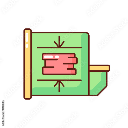 Trash compactor RGB color icon. Mechanism for reducing material size. Processing waste material, biomass through compaction. Reducing trash volume. Crushing garbage. Isolated vector illustration