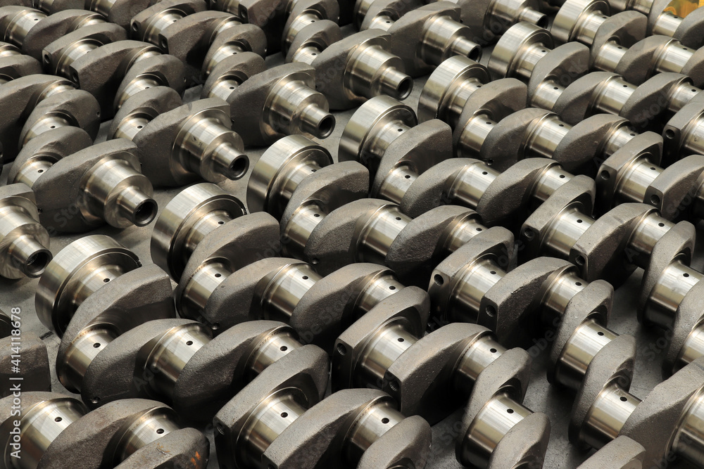 Fototapeta premium New engine crankshaft. Spare part.