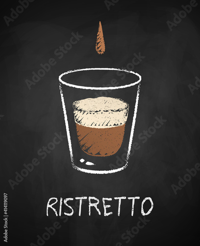 Ristretto coffee chalk illustration.