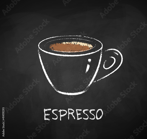 Espresso coffee chalk illustration.