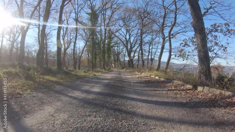 Car driving on a countryside road on a sunny day - Video taken with an action camera from the front of the vehicle Car driving on a countryside road on a sunny day - Video taken with an action camera from the front of the vehicle
