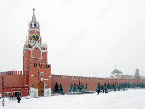 Photography moscow, red square spasskaya tower in winter