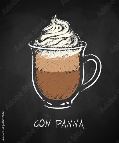 Con panna coffee chalk illustration.
