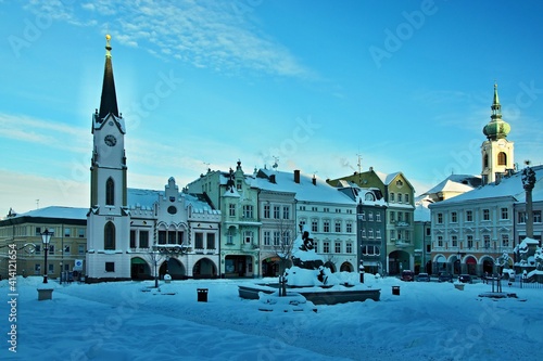 Czech Republic-square in city Trutnov in winter photo