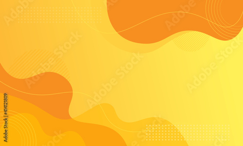 Modern yellow fluid gradient background with curvy shapes.Vector illustration