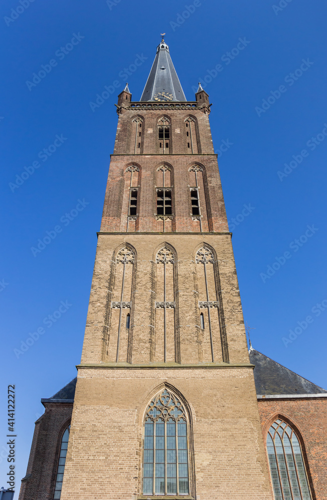 Tower of the St. Clemens church in historic city Steenwijk, Netherlands