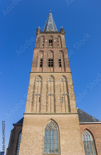 Tower of the St. Clemens church in historic city Steenwijk, Netherlands
