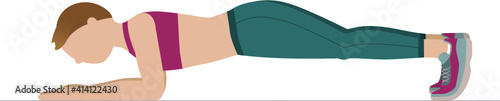 Woman doing plank exercise - illustration