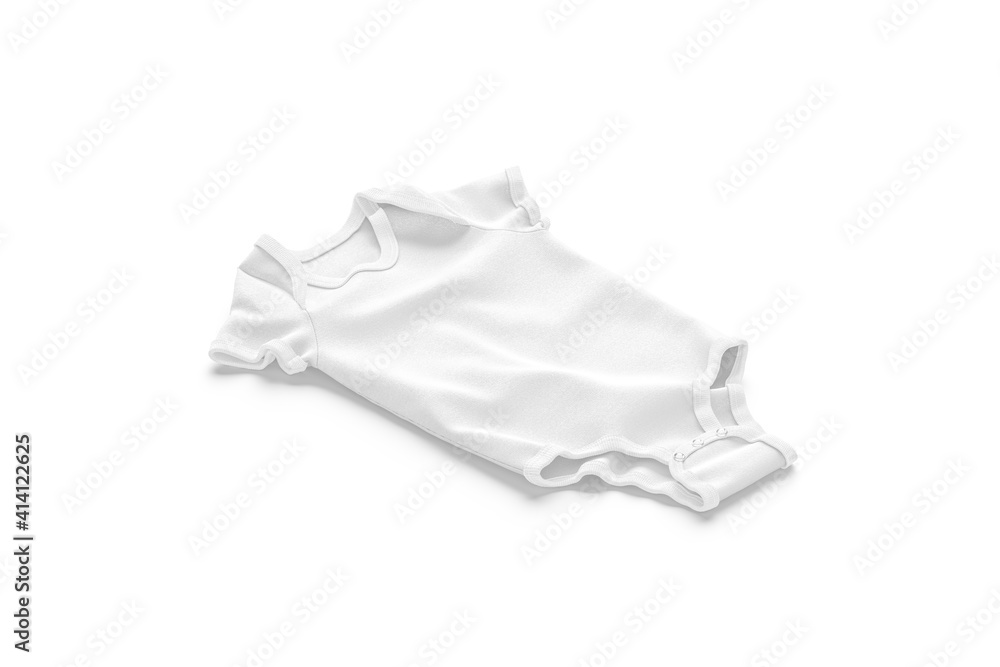 Naklejka premium Blank white half sleeve baby bodysuit mockup lying, isolated