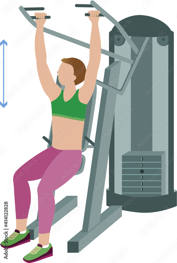 Fototapeta premium Woman doing shoulder press - illustration