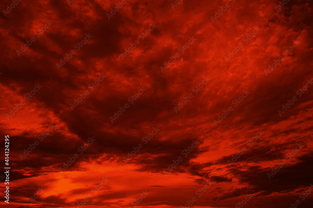 Abstract dark red background. Dramatic red sky. Red sunset with clouds.  Fantastic sunset background with copy space for design. Halloween,  armageddon, apocalypse, end of the world concept. Stock Photo | Adobe Stock