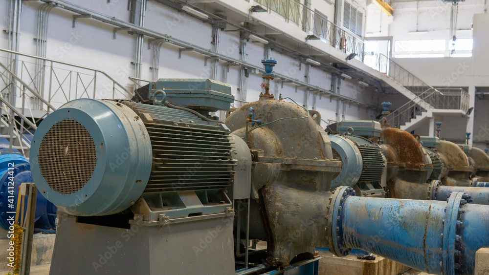 Naklejka premium Factory motor machine equipment.Industrial business and technologies.