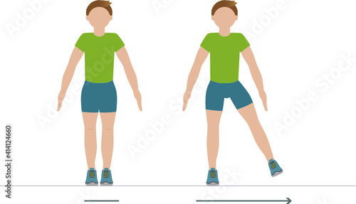 Man doing step touch exercise - illustration