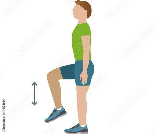 Man doing knee up exercise - illustration