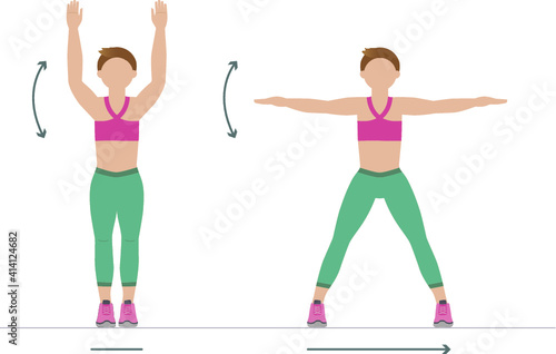 Woman doing scissor step exercise - illustration