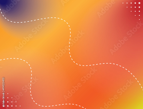 Light leak background with dominant orange yellow color gradation and wavy dotted line
