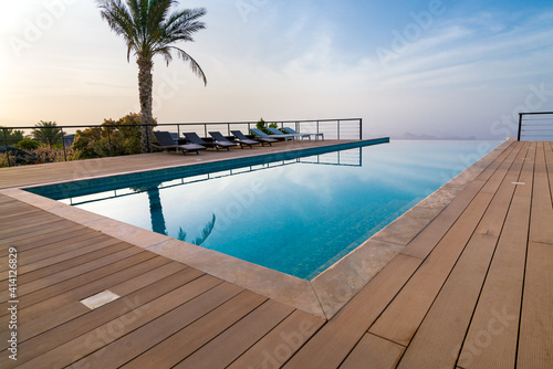 Infinity pool in a resort of arabian desert. Luxury resort in Oman. © Petr