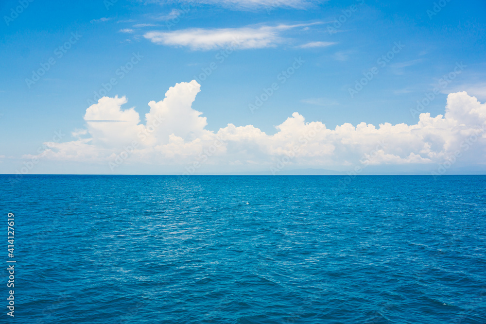 Deep blue sea with sky cloud nature landscape