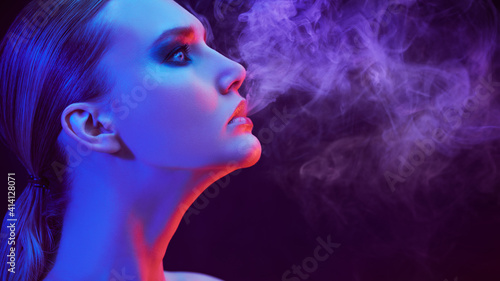 art portrait of girl with smoke
