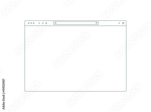 Browser mockup outline for website. Empty browser window in line style. Vector illustration isolated on white background. Webpage user interface, desktop internet page concept. EPS 10