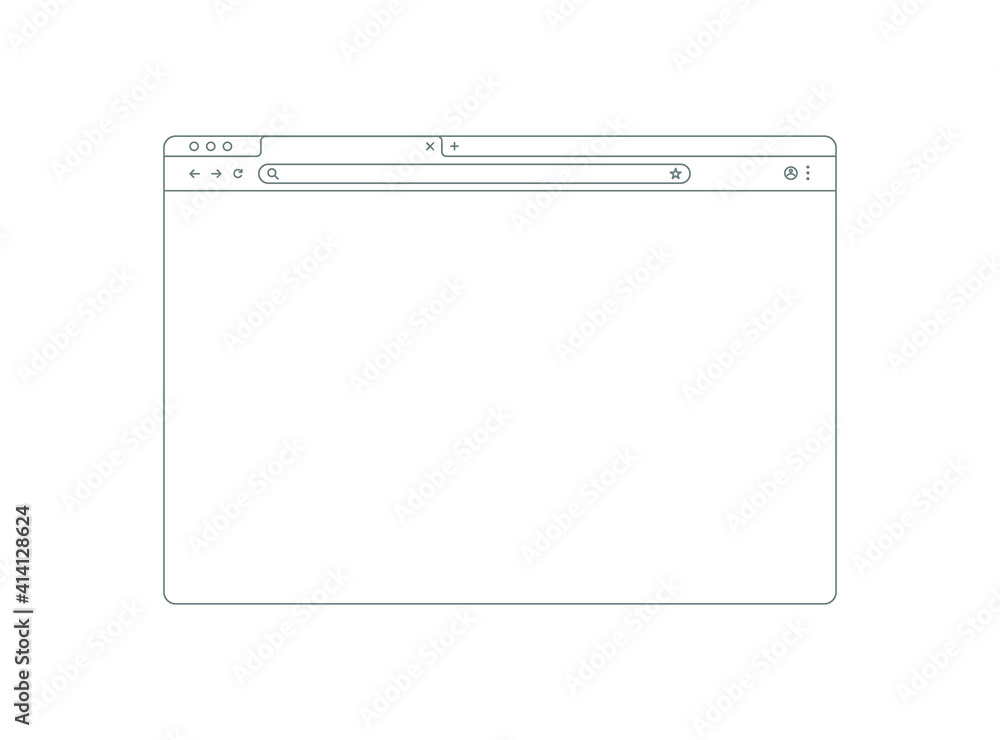 Browser mockup outline for website. Empty browser window in line style. Vector illustration isolated on white background. Webpage user interface, desktop internet page concept. EPS 10 Browser mockup outline for website. Empty browser window in line style. Vector illustration isolated on white background. Webpage user interface, desktop internet page concept. EPS 10
