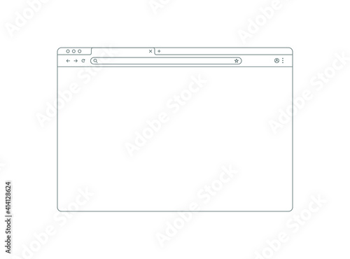 Browser mockup outline for website. Empty browser window in line style. Vector illustration isolated on white background. Webpage user interface, desktop internet page concept. EPS 10